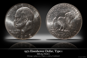 1972 MS-65 Type 1 Eisehower Dollar