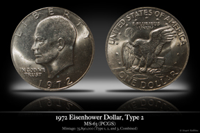 1972 MS-63 Type 2 Eisehower Dollar