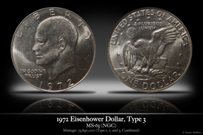 1972 MS-65 Type 3 Eisehower Dollar