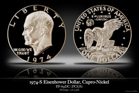 1974-S PR-69DC Clad Eisehower Dollar
