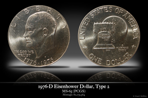 1976-D MS-65 Type 2 Eisehower Dollar