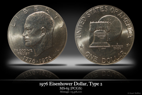 1976 MS-65 Type 2 Eisehower Dollar