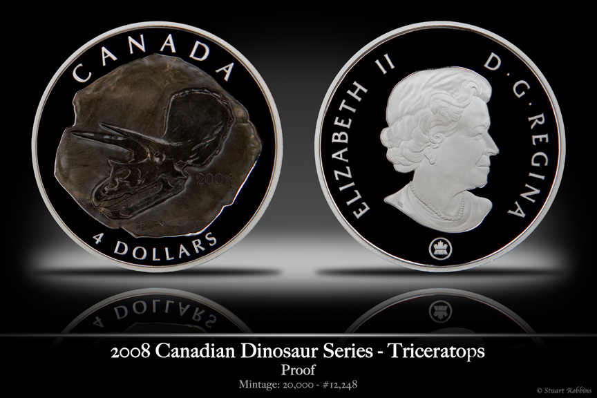 2008 Canadian Triceratops 'Fossil' Coin