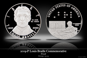 2009-P Louis Braille Silver Proof Commemorative Coin